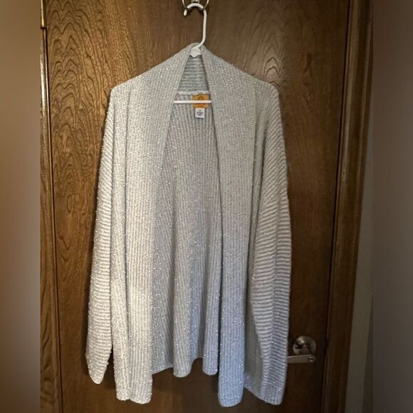 Ruby Rd. Sweaters - Ruby Rd Silver Sparkle Cardigan